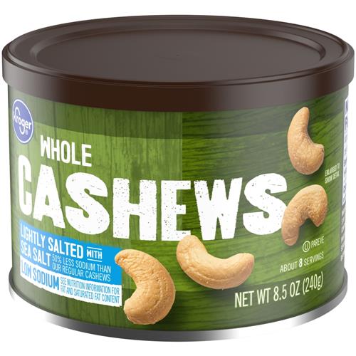 Kroger Whole Lightly Sea Salted Cashews 8.5 oz