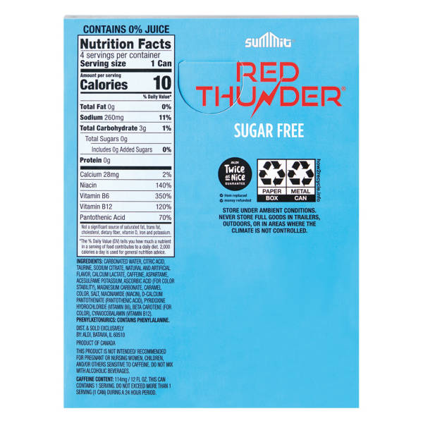 Summit Red Thunder Sugar Free - 4 x 12 fl