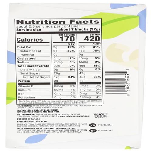 Whole Foods Market White Chocolate Bar, 2.8 Oz