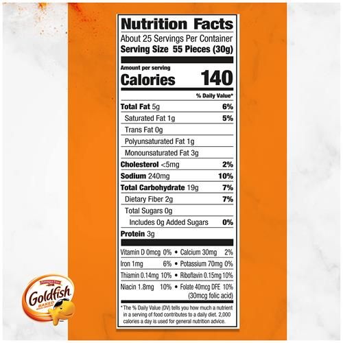 Goldfish Cheddar Cheese Crackers, Baked With Whole Grain, 27.3 Oz Carton