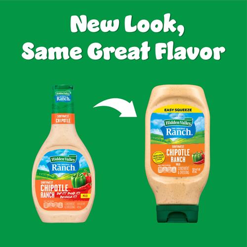 Hidden Valley Southwest Chipotle Ranch Condiment And Dressing, Easy Squeeze Bottle, 16 Fl Oz (Package May Vary)