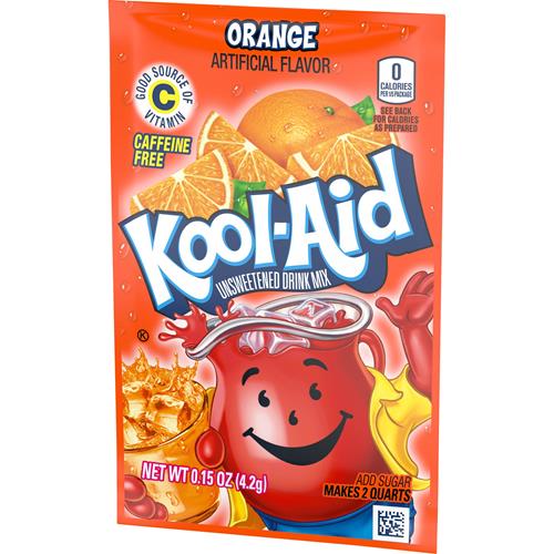 Kool-Aid Unsweetened Orange Powdered Soft Drink Mix, 0.15 Oz Packet