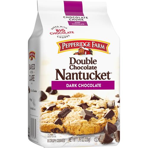 Pepperidge Farm Cookies Nantucket Crispy Double Dark Chocolate Chunk Cookies, 7.75 Oz Bag (8 Cookies)