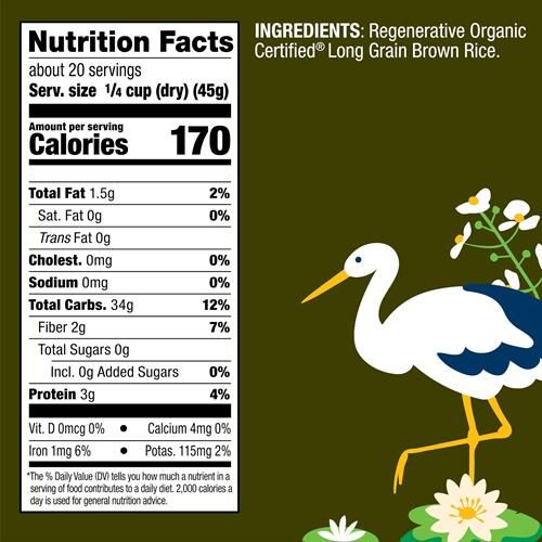 Lundberg Brown Rice, Regenerative Organic Certified – Non-Sticky, Aromatic Long Grain Rice, Responsibly Grown In California, 32 Oz