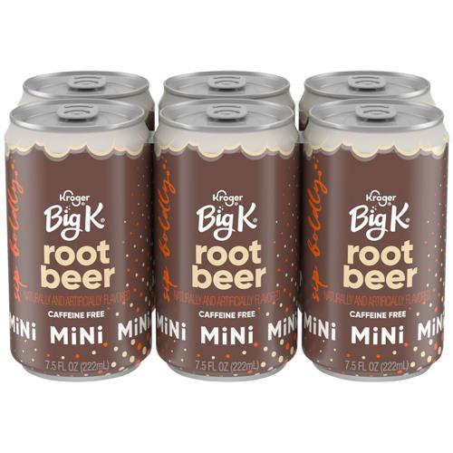 Kroger Big K Rootbeer Caffeine Free Soda Mini Cans 6 pk / 7.5 fl oz
