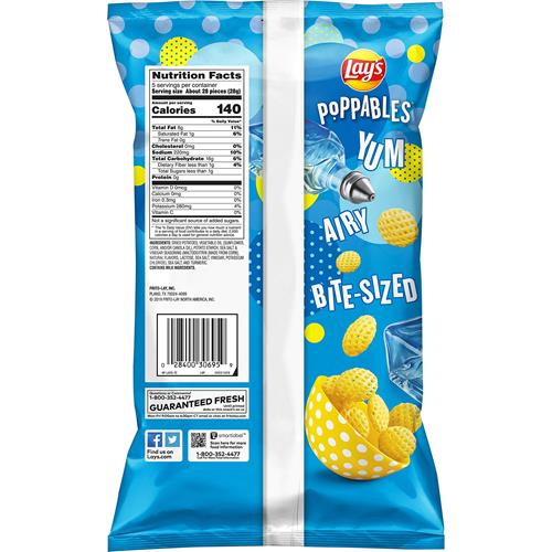 Lays Poppables Salt & Vinegar Flavored Potato Chips, 5 Oz