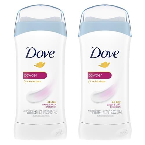 Dove Invisible Solid Antiperspirant Deodorant Stick For Women, Powder, For All Day Underarm Sweat And Odor Protection 2.6 Oz 2 Count