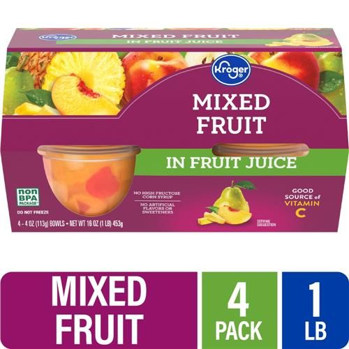 Kroger Mixed Fruit Cups in 100% Juice 4 ct / 4 oz