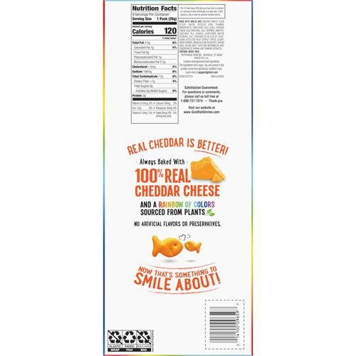 Goldfish Colors Cheddar Crackers, Snack Pack, 0.9 Oz, 9 Ct Multi-Pack Tray