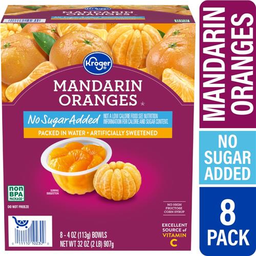 Kroger Mandarin Orange Cups No Sugar Added 8 ct / 4 oz