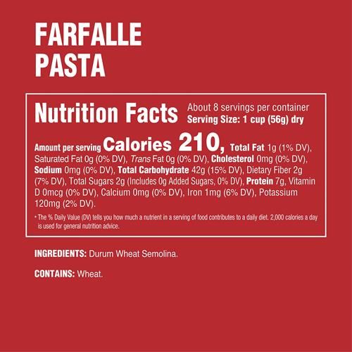 Raos Homemade Farfalle Pasta, 16Oz, Traditionally Crafted, Premium Quality, From Durum Semolina Flour, Traditional Bronze Die Cut, Imported From Italy