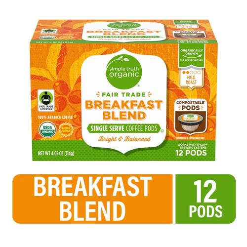 Simple Truth Organic Breakfast Blend Mild Roast Coffee Pods 12 ct