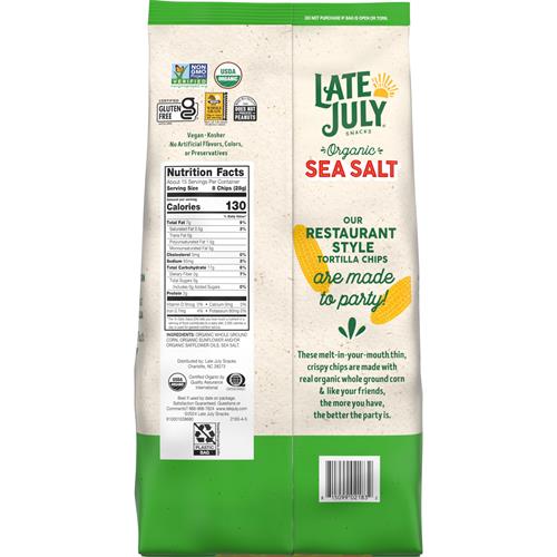 Late July Snacks Thin And Crispy Organic Tortilla Chips Sea Salt, 14.75 Oz