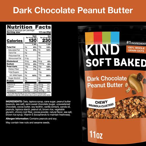 Kind Soft Baked Granola, Dark Chocolate Peanut Butter, 11 Oz Bag