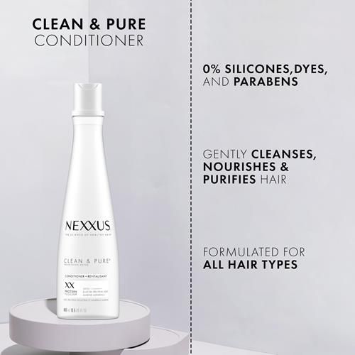 Nexxus Clean And Pure Conditioner With Proteinfusion, Nourished Hair Care, Silicone, Dye, And Paraben Free 13.5 Oz