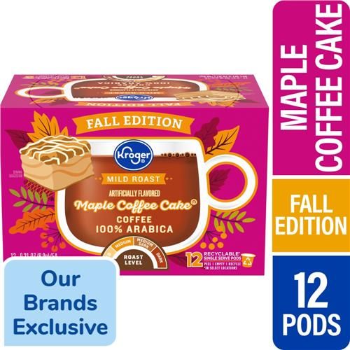Kroger Mild Roast Maple Coffee Cake Coffee Pods 12 ct / 0.31 oz