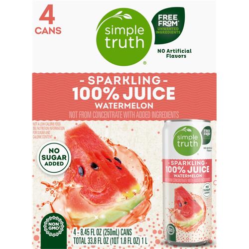 Simple Truth Sparkling 100% Watermelon Juice Cans 4 cans / 8.45 fl oz