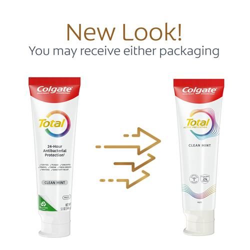 Colgate Total Clean Mint Toothpaste, Mint Toothpaste, 5.1 Oz Tube, 2 Pack