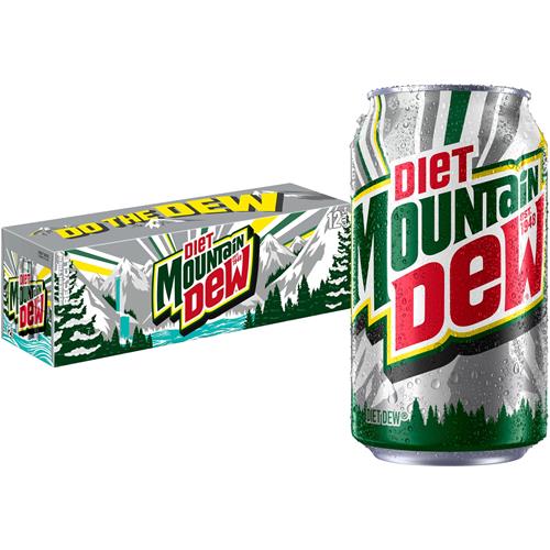 Diet Mountain Dew Soda, 12 Fl Oz Cans (Pack Of 12)