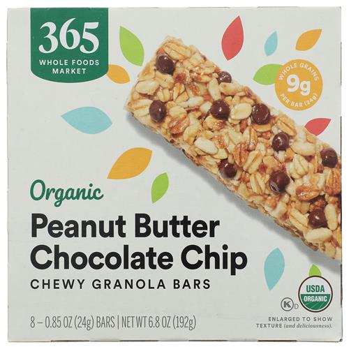 Whole Foods Market Organic Chocolate Chip Peanut Butter Granola Bar, 8 Count