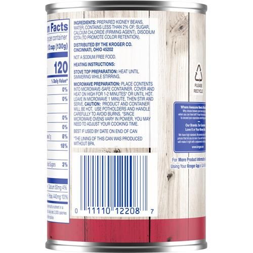 Kroger Dark Red Canned Kidney Beans 15.5 oz