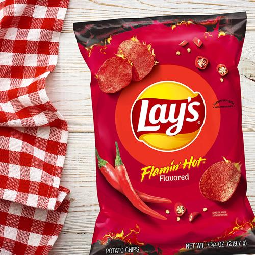 Lays Potato Chips, Flamin Hot Flavored Snacks, 7.75Oz Bag