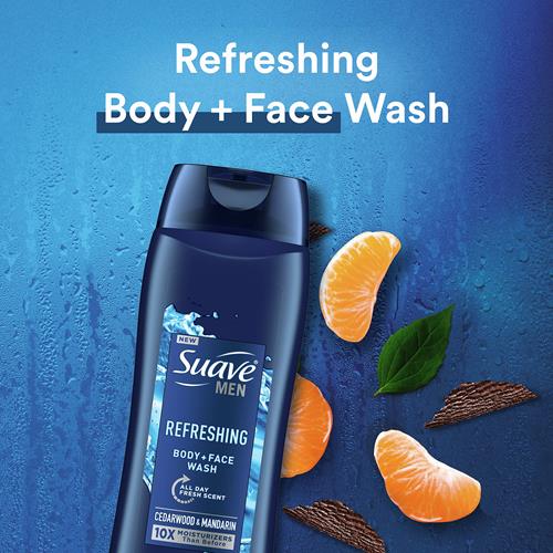 Suave Men Face & Body Wash, Refreshing Body Cleanser For Moisturized Skin, With An All Day Fresh Scent 18 Oz
