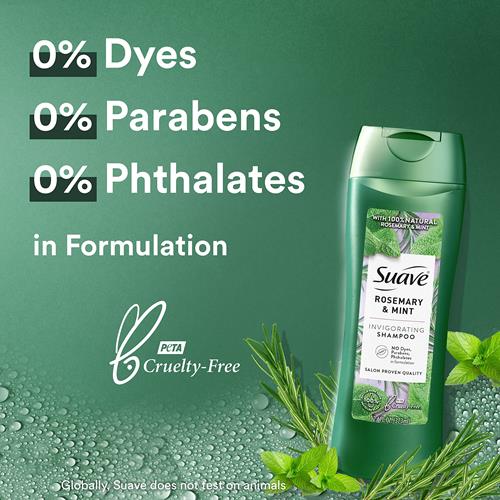 Suave Shampoo To Revitalize Hair Rosemary And Mint Invigorating For Dry Hair, 12.6 Fl Oz