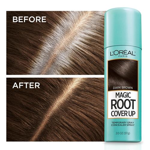 Loreal Paris Root Cover Up Temporary Gray Concealer Spray, Hair Color Spray With Filling & Thickening Coverage, Dark Brown, Packaging May Vary