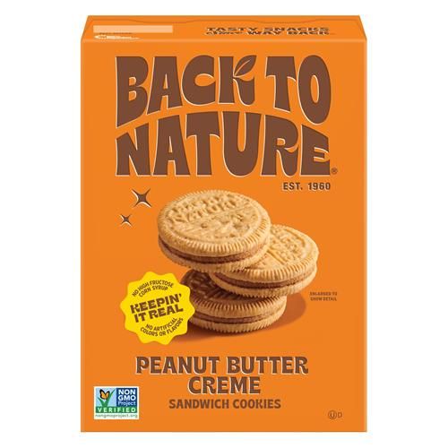 Back To Nature - Peanut Butter Creme Sandwich Cookies - Made With Real Ingredients Like Wheat Flower & Whole Grains - Seriously Tasty Snack - Non-Gmo - 5.5 Ounce