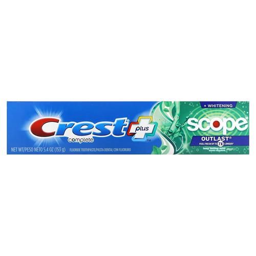 Crest + Scope Outlast Complete Whitening Toothpaste, Mint, 5.4 Oz