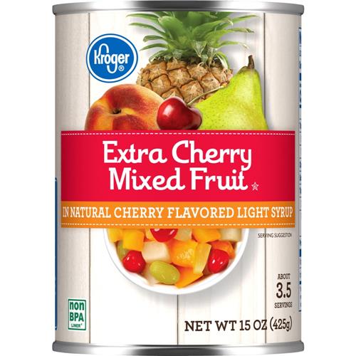 Kroger Canned Extra Cherry Mixed Fruit in Light Syrup 15 oz