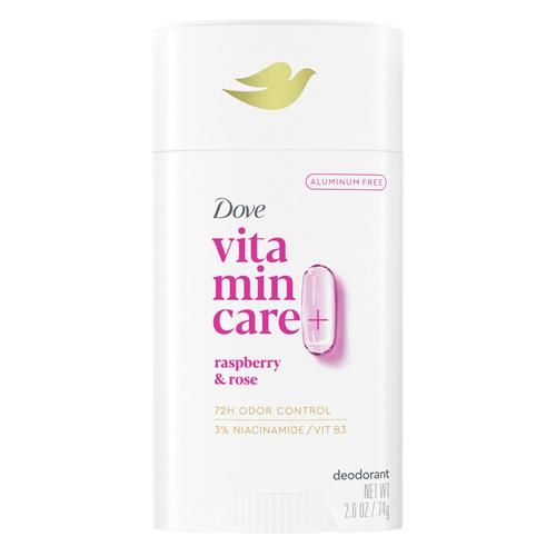 Dove Vitamincare+ Aluminum Free Deodorant Stick For 72H Odor Protection Raspberry & Rose Breathable Deodorant For Women 2.6 Oz