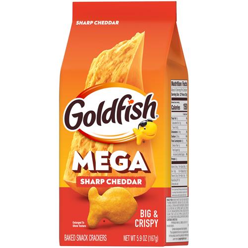Goldfish Mega Bites, Sharp Cheddar Crackers, 5.9 Oz Bag
