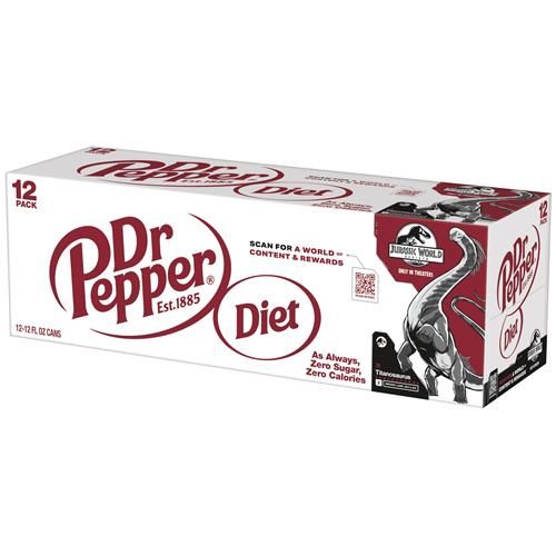 Diet Dr Pepper Soda, 12 Fl Oz Cans, 12 Pack