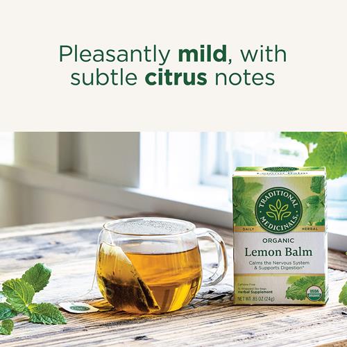 Traditional Medicinals Organic Lemon Balm Herbal Tea, Calming And Supports Digestion, (Pack Of 1) - 16 Tea Bags