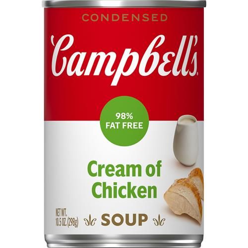 Campbells Condensed 98% Fat Free Cream Of Chicken Soup, 10.5 Oz Can