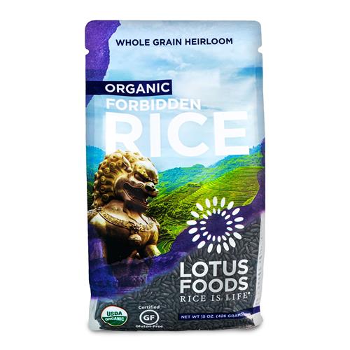 Lotus Foods Organic Forbidden Rice - Black Rice Organic, Purple Rice, Black Rice Bulk, Gluten Free Heirloom Rice, Whole Grain, Non Gmo, Vegan - 15 Oz Bag (Pack Of 1)