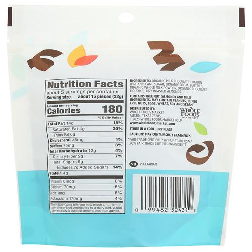 Whole Foods Market Milk Chocolate Almonds, 6 Oz