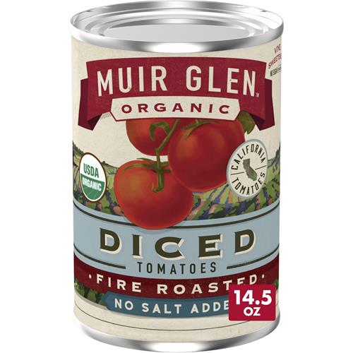 Muir Glen Organic Diced Fire Roasted Canned Tomatoes, No Salt Added, 14.5 Oz.