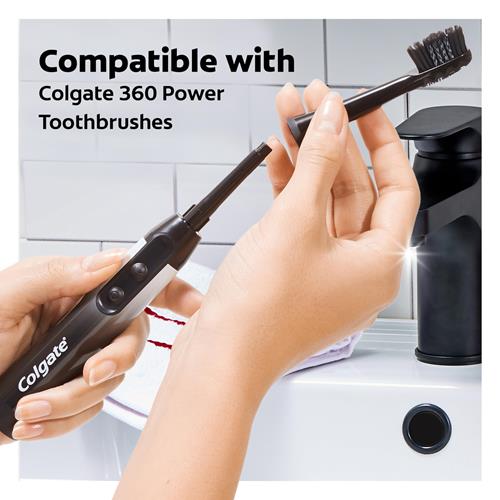 Colgate 360 Power Charcoal Replacement Toothbrush Heads, Works With Any 360 Battery Toothbrush, Features Soft Bristles And A Rubber Polisher On Each Replacement Head, 2 Pack
