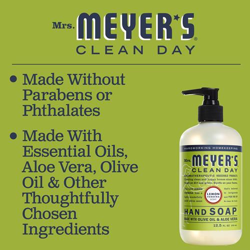 Mrs. Meyers Clean Day Hand Soap, Made With Essential Oils, Biodegradable Formula, Lemon Verbena, 12.5 Fl. Oz