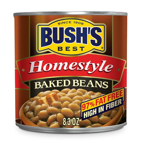 Bushs Best Homestyle Baked Beans, Source Of Plant Based Protein And Fiber, Low Fat, Gluten Free, 8.3 Oz