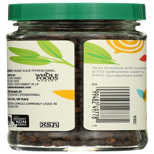 Whole Foods Market Organic Black Peppercorns, 1.87 Ounce