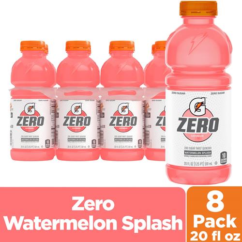 Gatorade Zero Sugar Thirst Quencher, Watermelon Splash, 20 Fl Oz Bottles, 8 Pack, Electrolytes For Rehydration