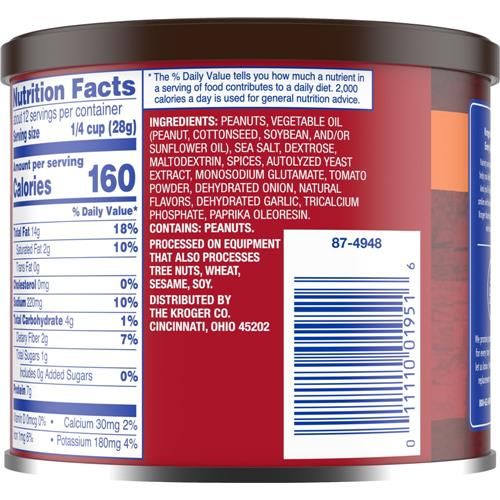 Kroger Hot & Spicy Sea Salted Peanuts 12 oz