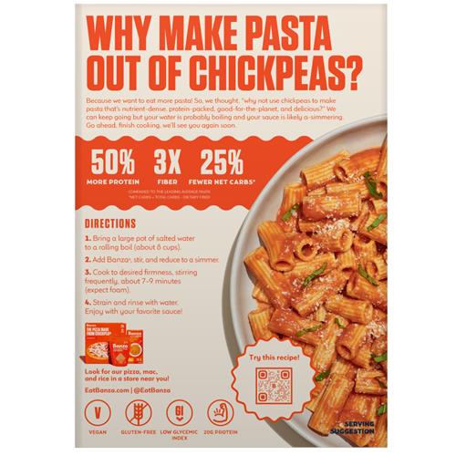 Banza Rigatoni Pasta From Chickpeas - Gluten Free, High Protein, And Lower Carb Protein Rigatoni Chickpea Pasta - 8Oz