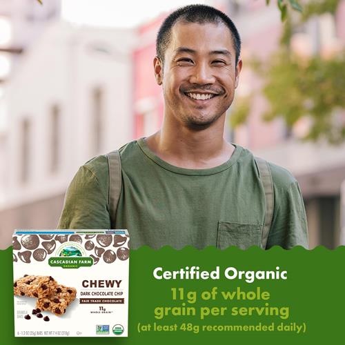 Cascadian Farm Organic Chocolate Chip Chewy Granola Bars, 6 Bars, 7.4 Oz