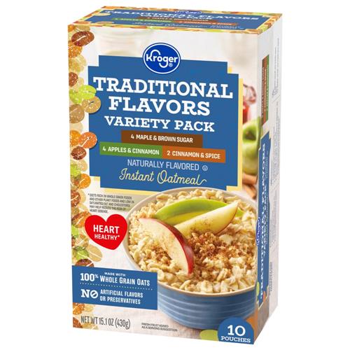 Kroger Traditional Flavors Instant Oatmeal Variety Pack 10 ct