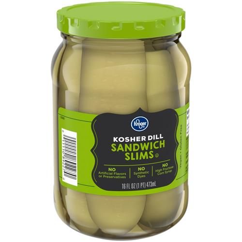 Kroger Kosher Sandwich Slims Dill Pickles 16 fl oz